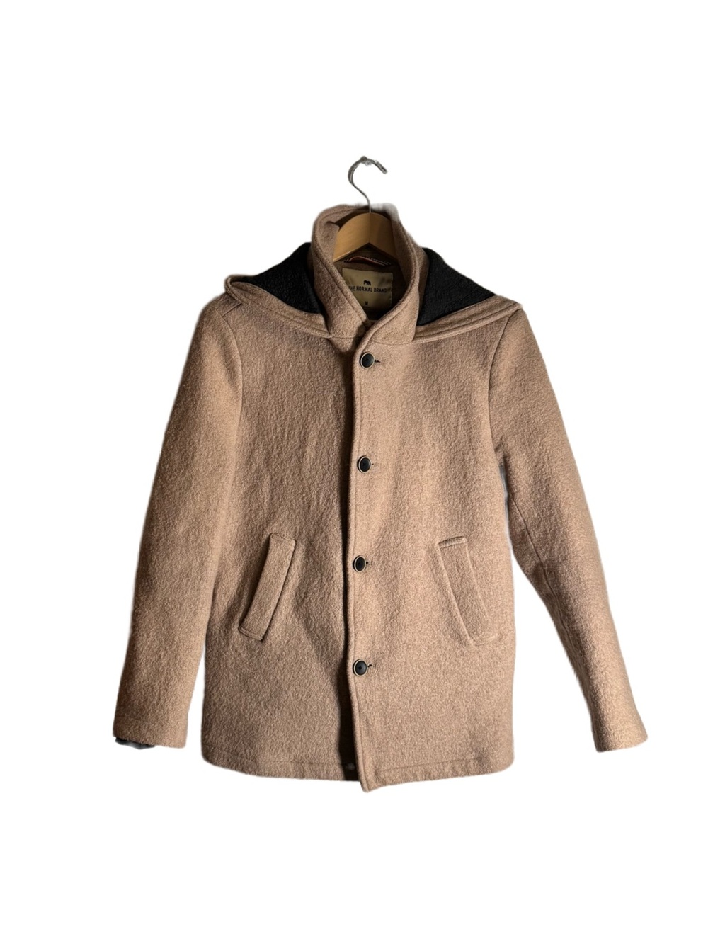 The Normal Brand Balboa City Peacoat Men's Medium Wool Blend Button Zip Beige
